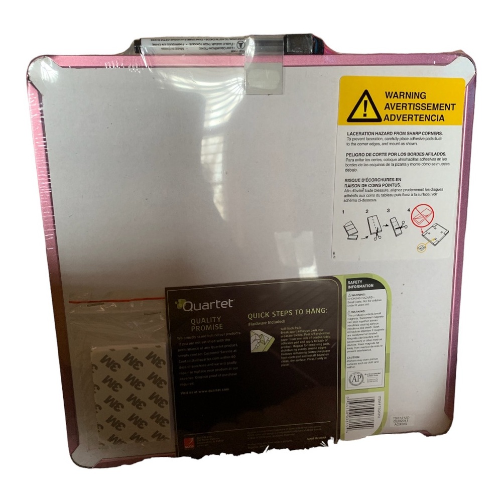 Quartet Magnetic Dry-Erase Board - Metallic Pink, Frameless, 11.5" x 11.5""